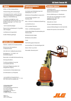 Single Vertical Mast Boom Lifts JLG-Toucan Toucan 10 E