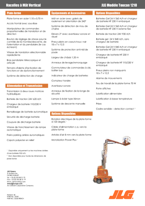 Single Vertical Mast Boom Lifts JLG-Toucan Toucan 1210