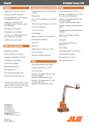 Single Vertical Mast Boom Lifts JLG-Toucan Toucan 1210