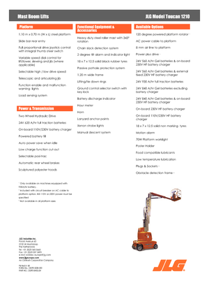 Single Vertical Mast Boom Lifts JLG-Toucan Toucan 1210