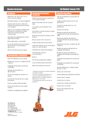 Single Vertical Mast Boom Lifts JLG-Toucan Toucan 1210