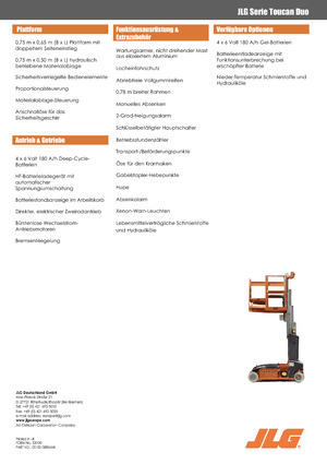 Single Vertical Mast Boom Lifts JLG-Toucan Toucan-DUO