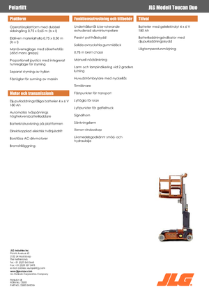 Single Vertical Mast Boom Lifts JLG-Toucan Toucan-DUO