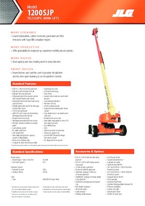 Wheeled Telescopic Boom Lifts JLG 1200SJP