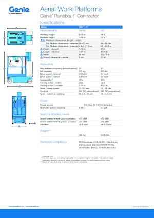 Tekerlekli Teleskopik Bomlu Vinçler Genie GRC-12 Runabout