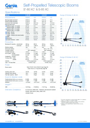 Wheeled Telescopic Boom Lifts Genie S-85 XC