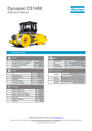 Üç tekerlekli makaralar Dynapac CS 1400