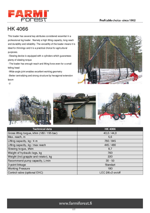 Timber loading cranes Farmi HK 4066 X