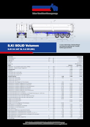 Dump Trailers / Tipper Semi Trailers Schmitz Cargobull S.KI SOLID 24 3AT SL 9.6 SR (DK)