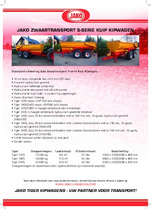Tipping trailers Jako Tiger 125S