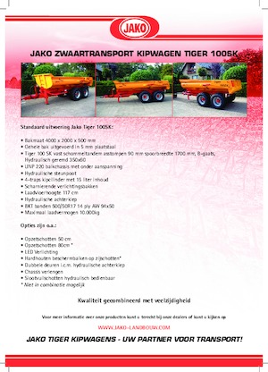 Tipping trailers Jako Tiger 100SK