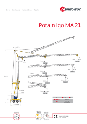 Tower Cranes - Trolley Boom - Bottom-slewing Potain IGO MA 21