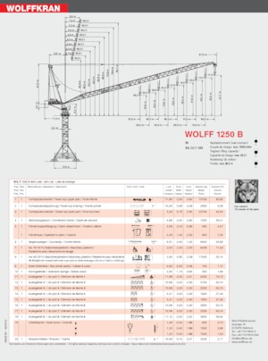 Tower Cranes - Luffing Boom - Top-slewing Wolffkran 1250 B