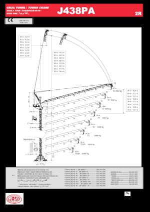 Kule vinçleri - luffing boom - top slewing Jaso J438PA.2R