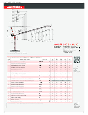 Kule vinçleri - luffing boom - top slewing Wolffkran 550 B