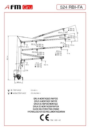 Tower Cranes - Trolley Boom - Bottom-slewing FM-Gru 524 RBI-FA
