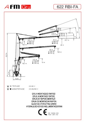 Tower Cranes - Trolley Boom - Bottom-slewing FM-Gru 622 RBI-FA