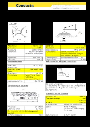 Kule vinçleri - tramvay bomu - alttan dönüş Condecta E 4310