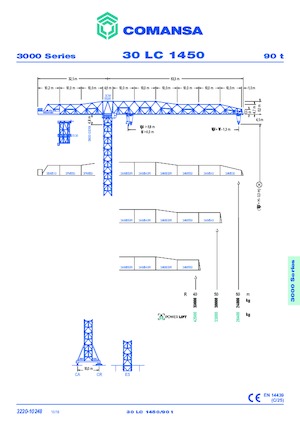 Kule vinçleri - tramvay bomu - üstten dönüş Comansa 30LC1450