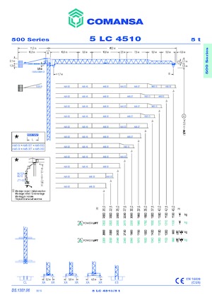 Kule vinçleri - tramvay bomu - üstten dönüş Comansa 5LC4510