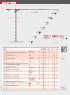 Kule vinçleri - tramvay bomu - üstten dönüş Wolffkran 6020.8 clear
