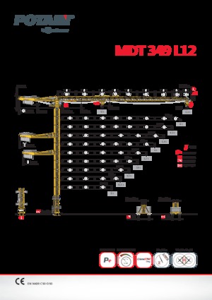 Kule vinçleri - tramvay bomu - üstten dönüş Potain MDT 349 L 12