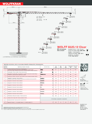 Tower Cranes - Trolley Boom - Top-slewing Wolffkran 6523.12 Clear