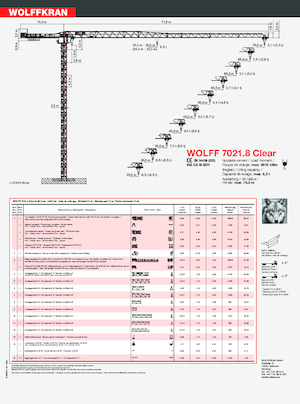 Tower Cranes - Trolley Boom - Top-slewing Wolffkran 7021.8 Clear