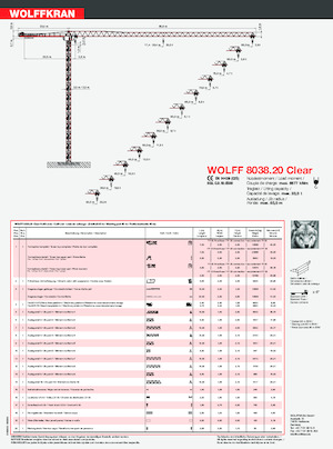 Tower Cranes - Trolley Boom - Top-slewing Wolffkran 8038.20 Clear
