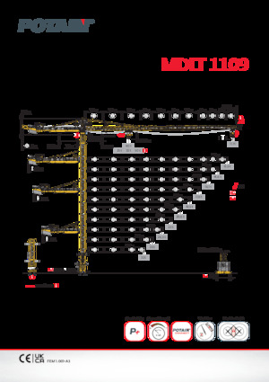 Kule vinçleri - tramvay bomu - üstten dönüş Potain MDLT 1109