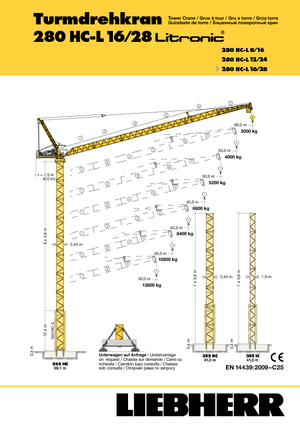Tower Cranes - Luffing Boom - Top-slewing Liebherr 280 HC-L 16/28  Litronic