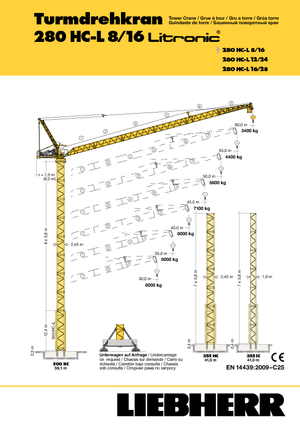 Tower Cranes - Luffing Boom - Top-slewing Liebherr 280 HC-L 8/16  Litronic