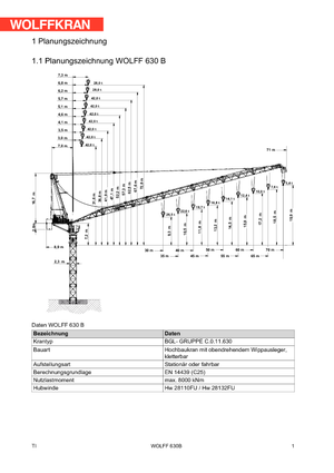 Tower Cranes - Luffing Boom - Top-slewing Wolffkran 630 B