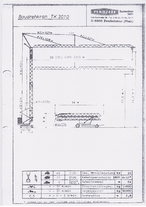 Kule vinçleri - tramvay bomu - alttan dönüş Pekazett 3010 SM