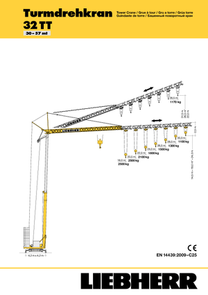 Tower Cranes - Trolley Boom - Bottom-slewing Liebherr 32 TT - 2,5-FU