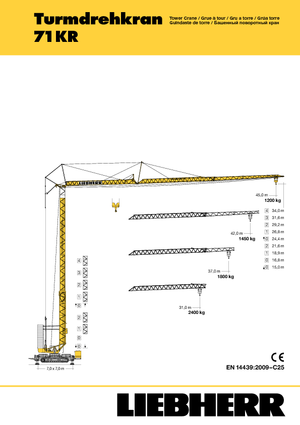 Kule vinçleri - tramvay bomu - alttan dönüş Liebherr 71 KR.1 (FU)