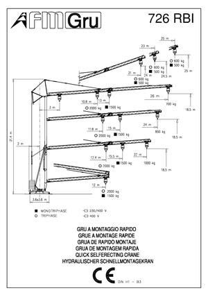 Tower Cranes - Trolley Boom - Bottom-slewing FM-Gru 726 RBI