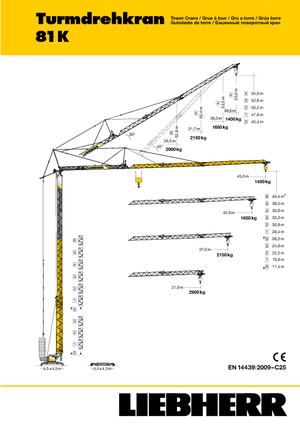 Tower Cranes - Trolley Boom - Bottom-slewing Liebherr 81 K