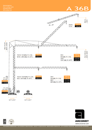 Kule vinçleri - tramvay bomu - alttan dönüş Arcomet A 36 B