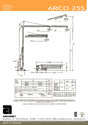 Tower Cranes - Trolley Boom - Bottom-slewing Arcomet Arco 25 S