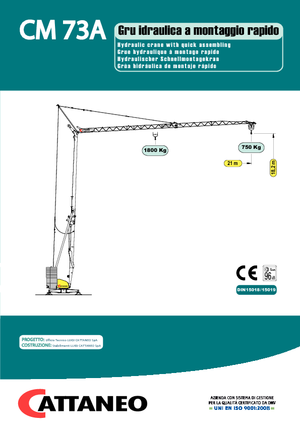 Tower Cranes - Trolley Boom - Bottom-slewing Cattaneo CM 73 A
