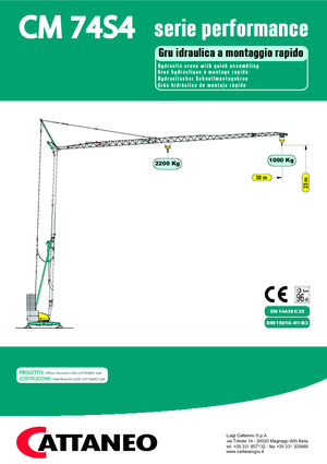 Tower Cranes - Trolley Boom - Bottom-slewing Cattaneo CM 74S4 