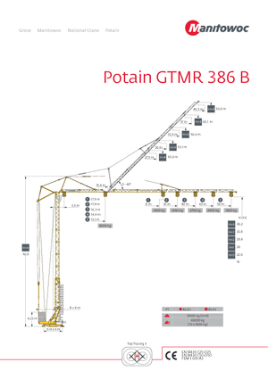 Tower Cranes - Trolley Boom - Bottom-slewing Potain GTMR 386 B
