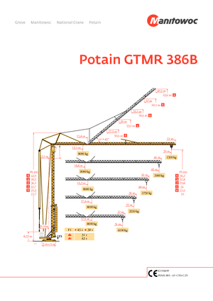 Tower Cranes - Trolley Boom - Bottom-slewing Potain GTMR 386 B