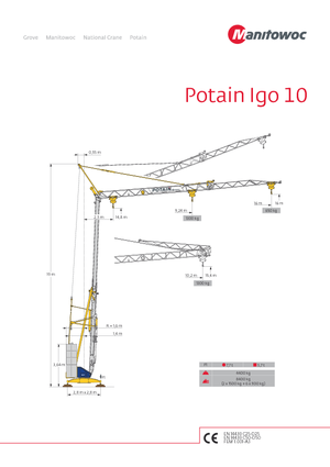 Tower Cranes - Trolley Boom - Bottom-slewing Potain IGO 10 (1,6m)