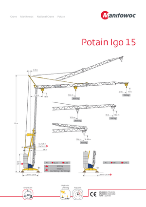 Tower Cranes - Trolley Boom - Bottom-slewing Potain IGO 15