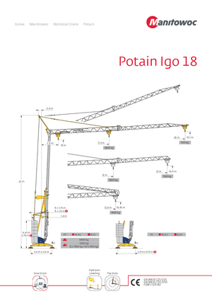 Tower Cranes - Trolley Boom - Bottom-slewing Potain IGO 18