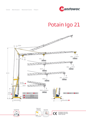 Tower Cranes - Trolley Boom - Bottom-slewing Potain IGO 21