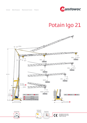 Tower Cranes - Trolley Boom - Bottom-slewing Potain IGO 21 (1,95m)