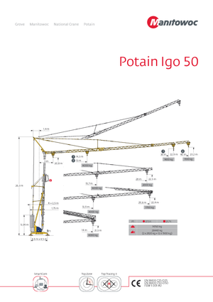 Tower Cranes - Trolley Boom - Bottom-slewing Potain IGO 50